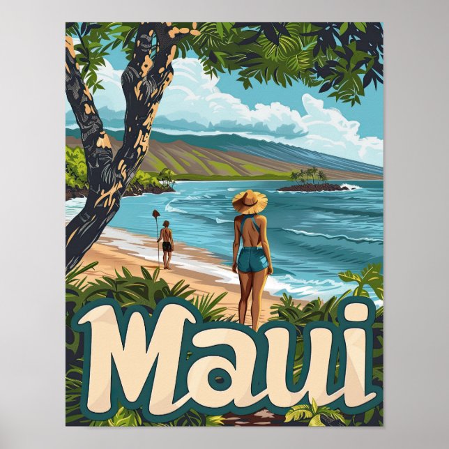 Maui Hawaii Travel Poster Art Print Poster (Front)
