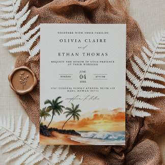 Maui Hawaii Tropical Beach Destination Wedding Invitation