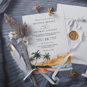 Maui Hawaii Tropical Beach Elegant Modern Wedding Invitation