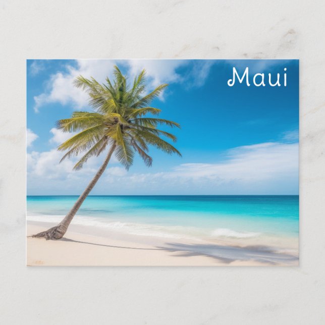Maui Hawaii Tropical Beach Palm Tree Travel Postcard (Front)
