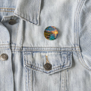 Maui Hawaii Tropical Coastline Travel Poster 3 Cm Round Badge