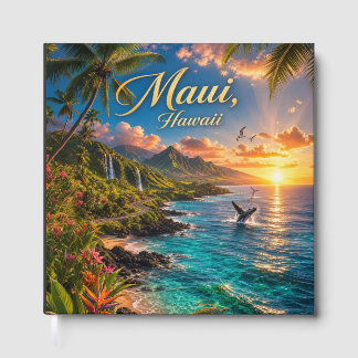Maui Hawaii Tropical Coastline Travel Poster Guest Book