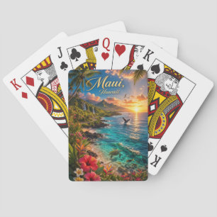 Maui Hawaii Tropical Coastline Travel Poster Playing Cards