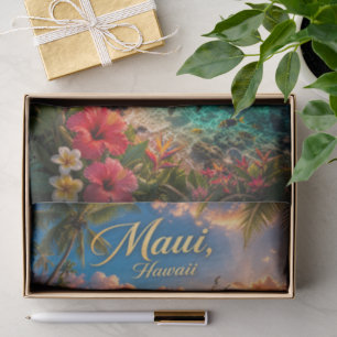 Maui Hawaii Tropical Coastline Travel Poster Tissue Paper