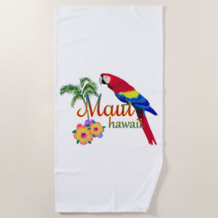 Maui Hawaii Tropical Island Parrot Beach Towel