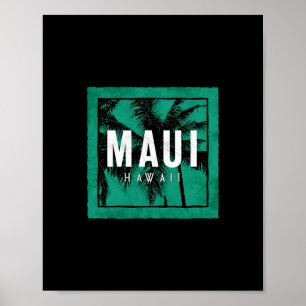 Maui Hawaii Tropical Vacation Souvenir Palm Tree A Poster