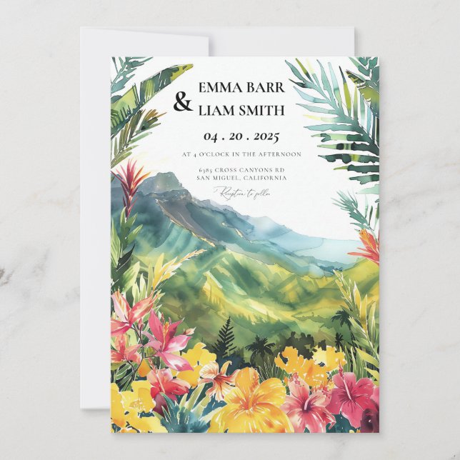 Maui Hawaii Tropical Wedding Invitation (Front)
