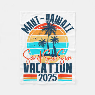 Maui Hawaii Vacation 2025 Souvenir Matching Family Fleece Blanket
