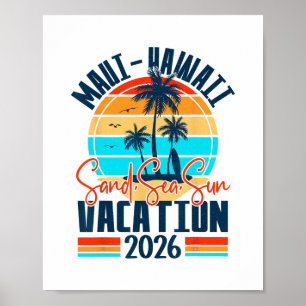 Maui Hawaii Vacation 2026 Souvenir Matching Family Poster