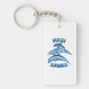 Maui Hawaii Vacation Tribal Dolphins Key Ring