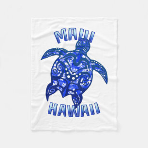 Maui Hawaii Vacation Tribal Turtle Fleece Blanket