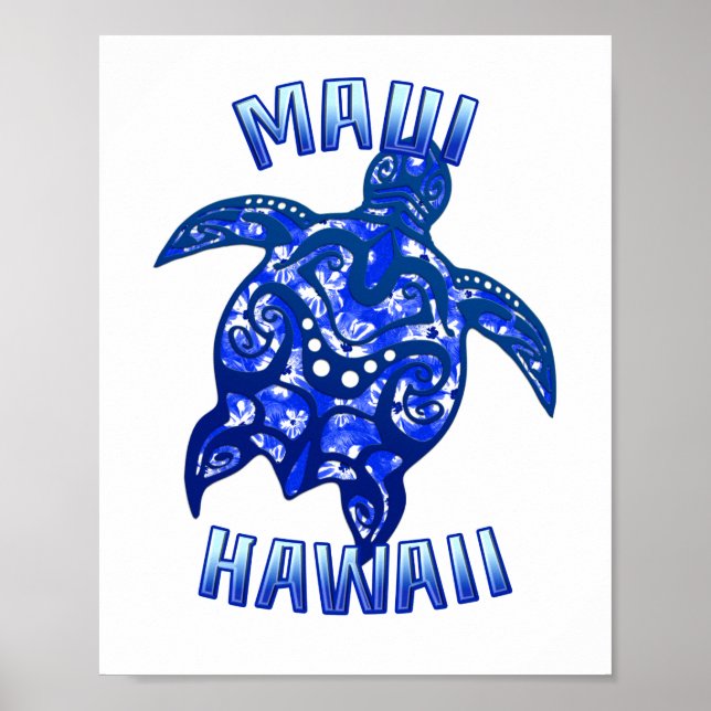 Maui Hawaii Vacation Tribal Turtle Poster (Front)