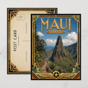 Maui Hawaii Vintage Art Deco Golden Age Postcard
