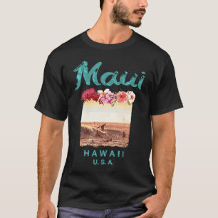 Maui Hawaii Vintage Hawaiian Surfing Sunset T-Shirt