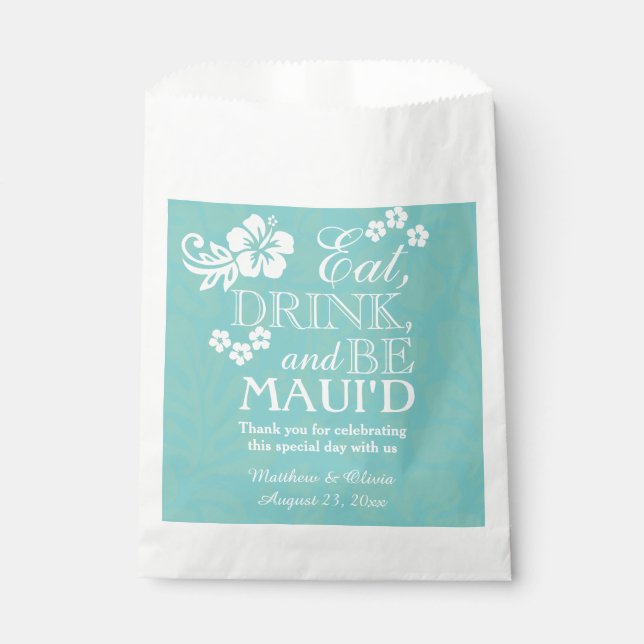 Maui Hawaii Wedding Candy Bar Buffet Thank You Favour Bag (Front)