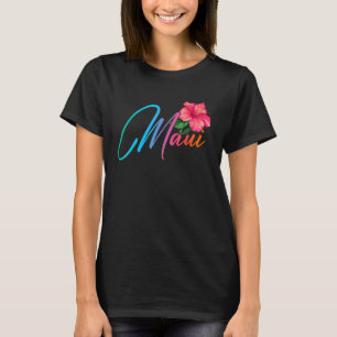 Maui Hawaiian Hibiscus Flowers Hawaii Beach Luau P T-Shirt