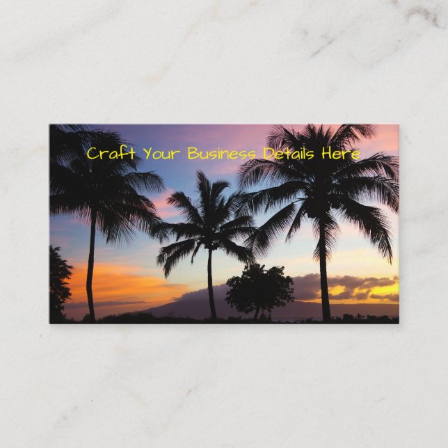 Maui Hawaiian Sunset Palm Trees Business Card (Front)