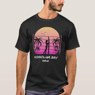 Maui Honolua Bay Surfing Palms Waves Ocean Aloha H T-Shirt