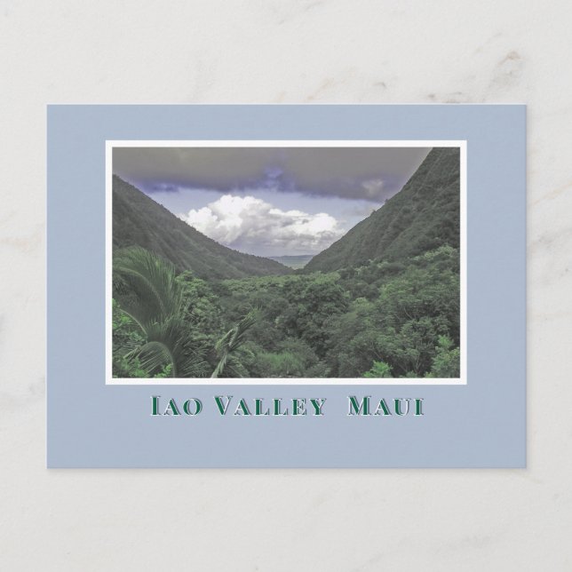 Maui, Iao Valley/ dramatic sky, lush green valley Postcard (Front)