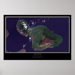 Maui Island Hawaii Satellite Poster Map