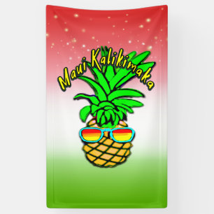 Maui Kalikimaka Pun Hawaiian Christmas Pineapple Banner