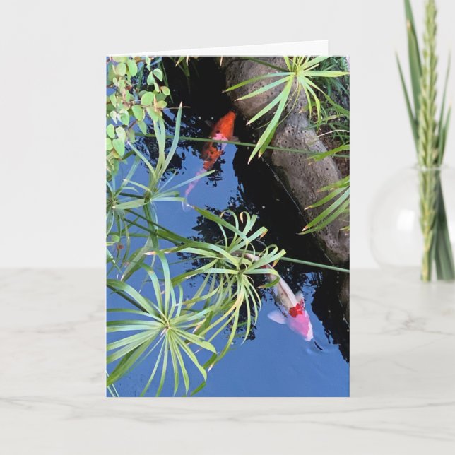 Maui Koi Pond Blank Holiday Card (Front)