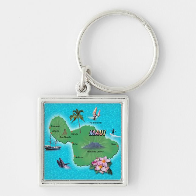 Maui Map Key Ring (Front)