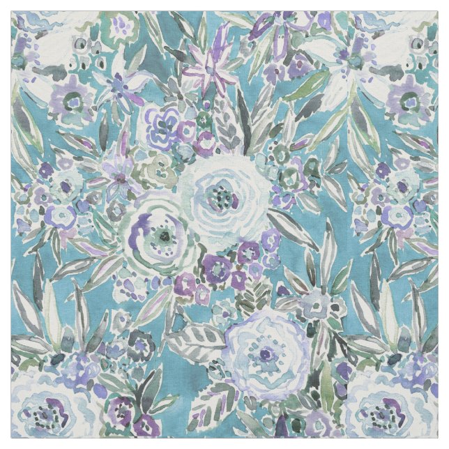 MAUI MINDSET Mystic Aqua + Purple Floral Fabric (Swatch)