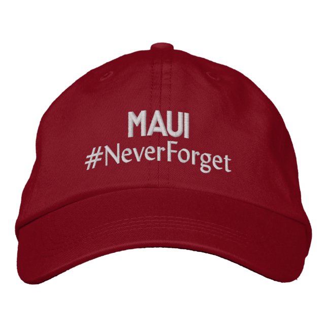 Maui #NeverForget Adjustable Embroidered Hat (Front)