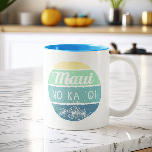 Maui No Ka Oi Vintage Typography Two-Tone Coffee Mug