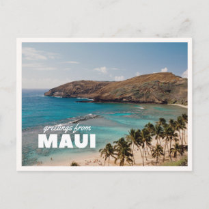 Maui Ocean Tropical Palm Tree Hawaii Greetings Postcard