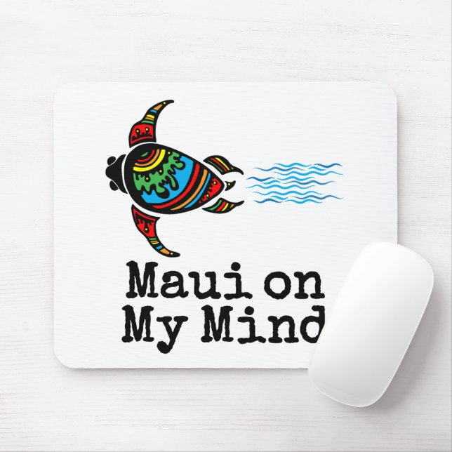 Maui on My Mind Swimming Sea Turtle Mouse Pad (With Mouse)