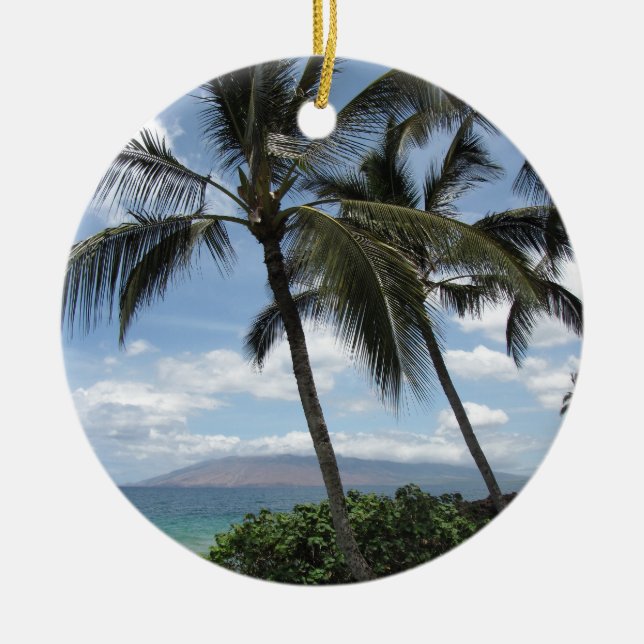 Maui Palm Trees Ceramic Tree Decoration (Front)