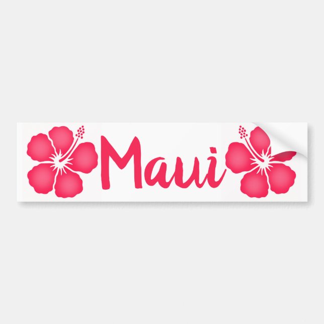 Maui Pink Hibiscus Bumper Sticker (Front)