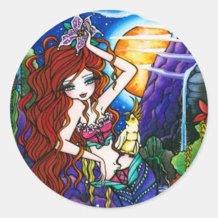 Maui Princess Mermaid Fairy Cockatoo Classic Round Sticker
