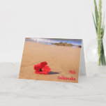 Maui Red Hibiscus on the Beach Christmas Card<br><div class="desc">Hibiscus are some of Maui's most beautiful flowers! This card features a red Hibiscus on a gorgeous sandy beach. Personalise the front and inside of this card with your own greeting and message on the inside. Thank you for looking and please find matching items and more in my shop: AMauiCrush...</div>