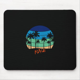 Maui Retro Vintage Sunset Beach Design Premium Tri Mouse Pad