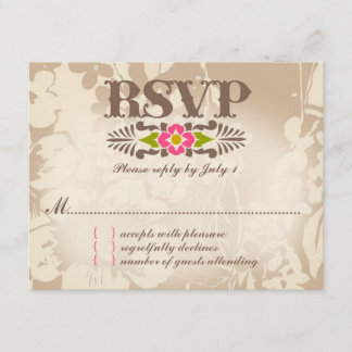 MAUI RSVP Tropical Floral Linen Paper Card