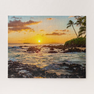 Maui Sunset at Secret Beach with Molokini Crater Jigsaw Puzzle