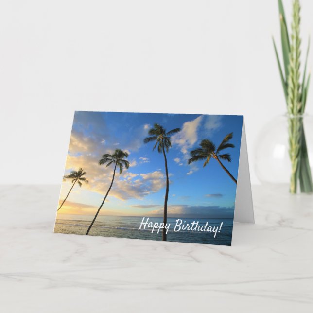 Maui Sunset With Palm Trees Greeting Card (Front)
