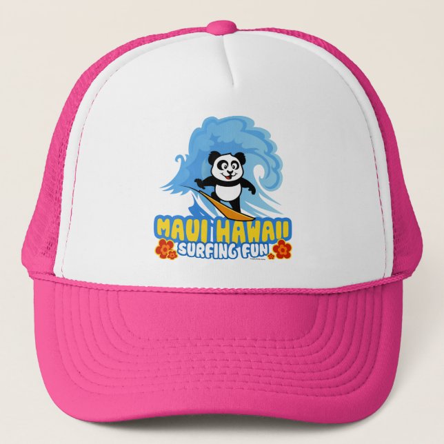 Maui Surfing Panda Trucker Hat (Front)