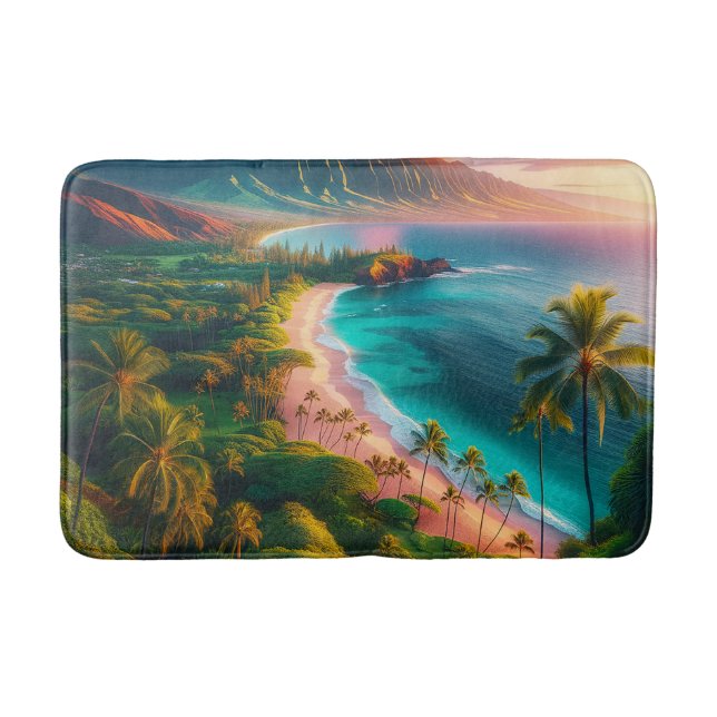 Maui Tropical Hawaiian Island Bath Mat (Front)
