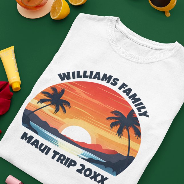 Maui Vacation Sunrise Palm Trees Customised T-Shirt (Creator Uploaded)