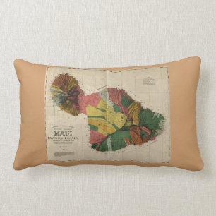 Maui - Vintage Antiquarian Hawaii Survey Map, 1885 Lumbar Cushion