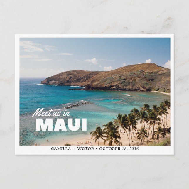 Maui Wedding QR Code Beach Save the Date Postcard (Front)