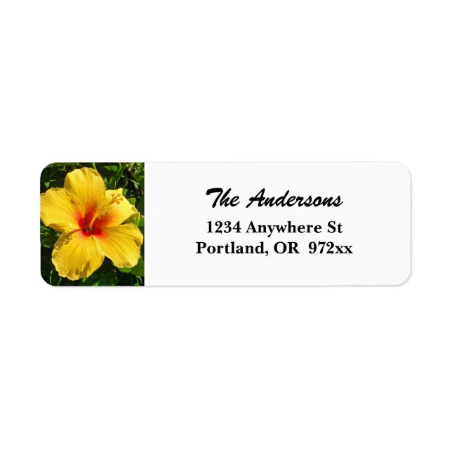 Maui Yellow Hibiscus Return Address Label (Front)