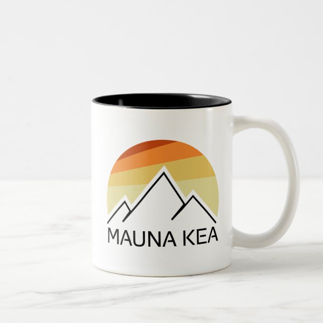 Mauna Kea Hawaii Retro Two-Tone Coffee Mug (Right)
