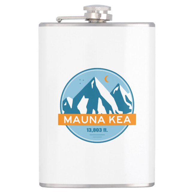Mauna Kea Hawaii Stars Moon Hip Flask (Front)