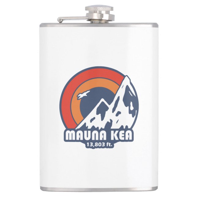 Mauna Kea Hawaii Sun Eagle Hip Flask (Front)