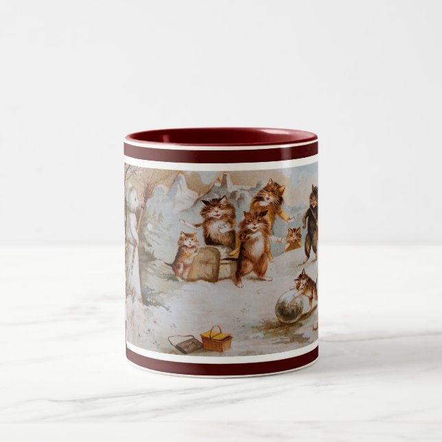 Maurice Boulanger's Christmas Cats Two-Tone Coffee Mug (Center)